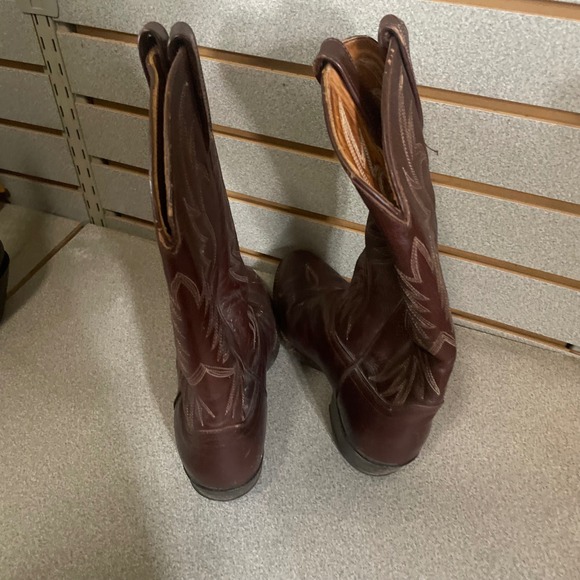 Mens Dark Brown Leather Cowboy Boots Western Style Dan Post Size 8.5 Vintage - Picture 4 of 9